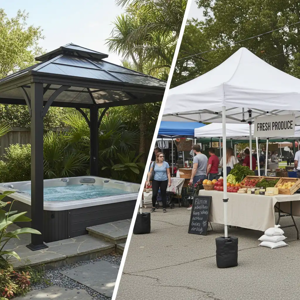 Permanent hardtop vs portable commercial gazebo comparison
