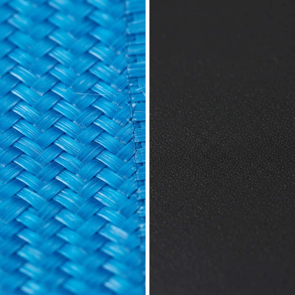 Comparison of PVC vs PE marquee material textures
