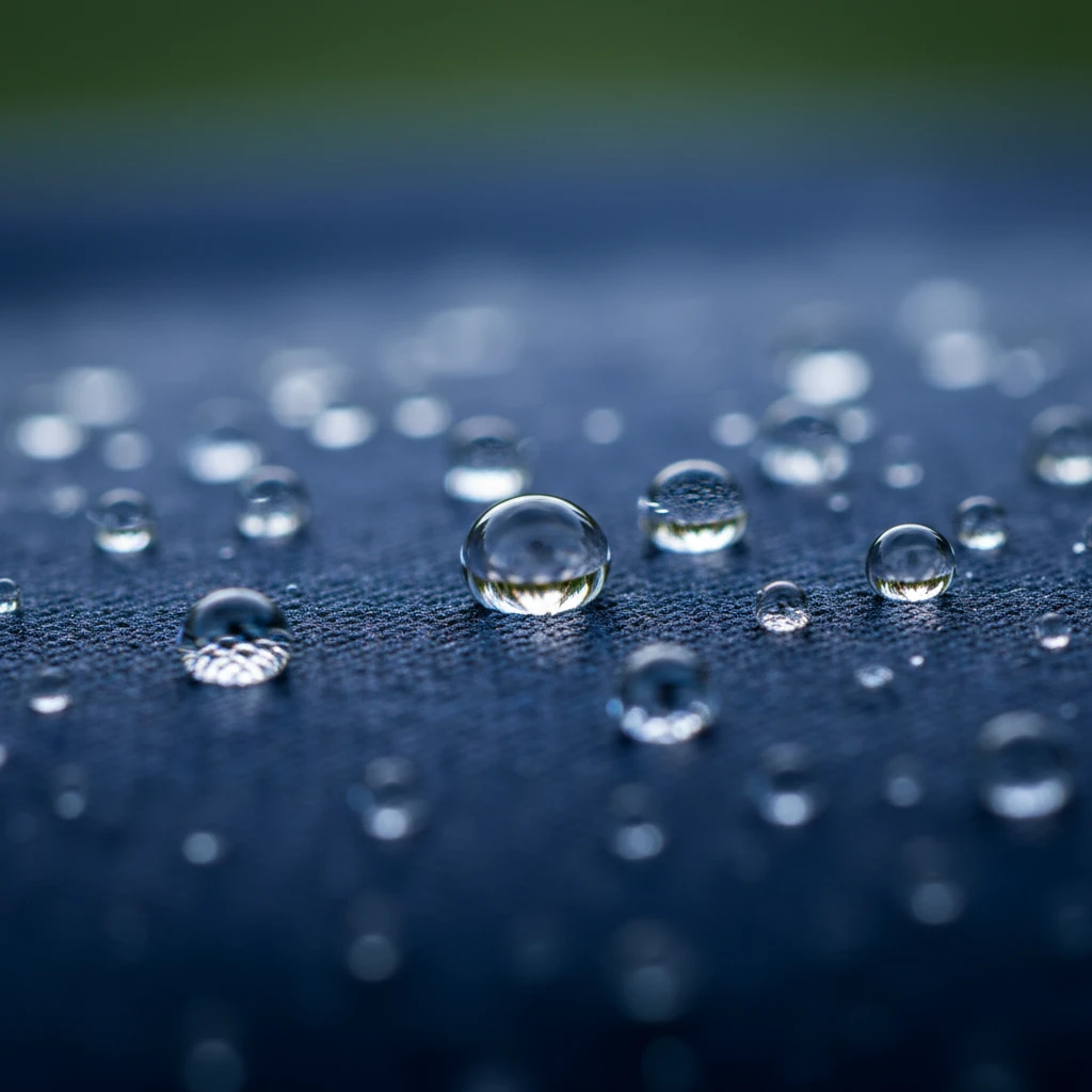 Water beading on freshly waterproofed gazebo canopy