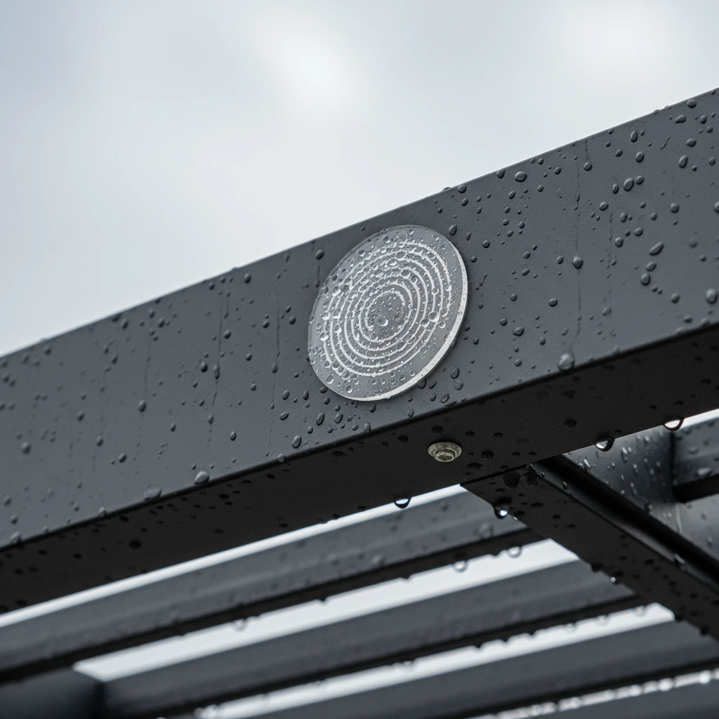 Rain sensor technology on automated louvered roof