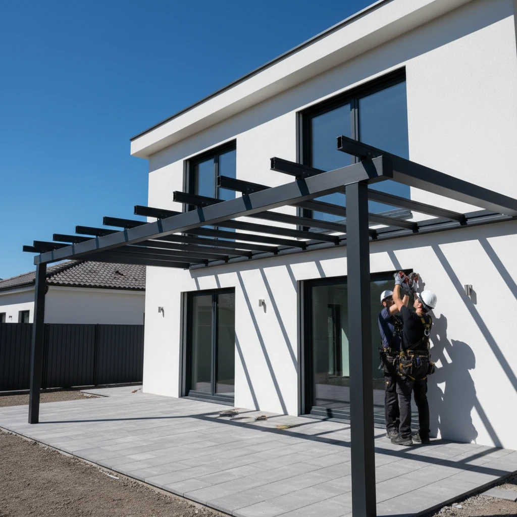 Installation of retractable pergola roof