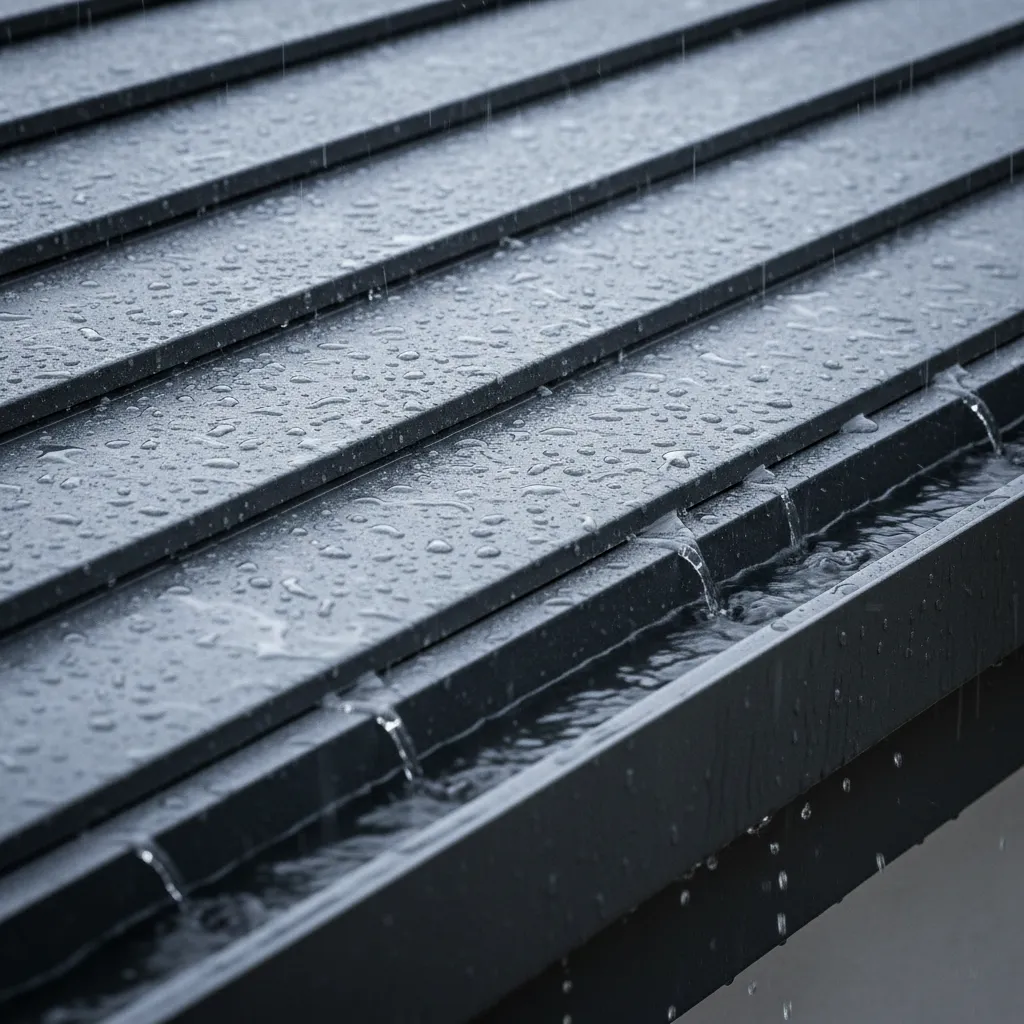 Rain protection mechanism of a louvered pergola roof