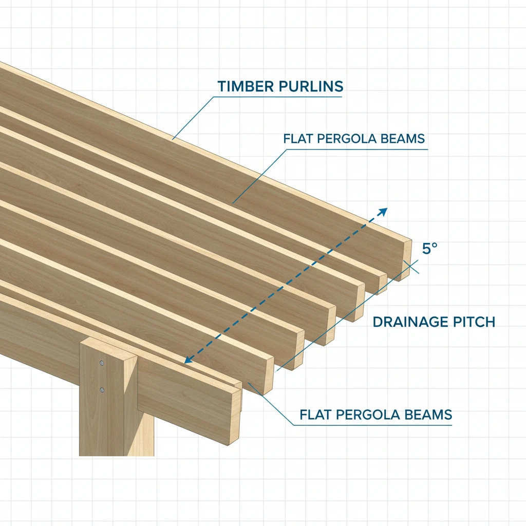 Creating pitch on a flat pergola using tapered battens