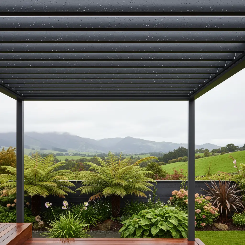 Aluminium louvered waterproof pergola roof system