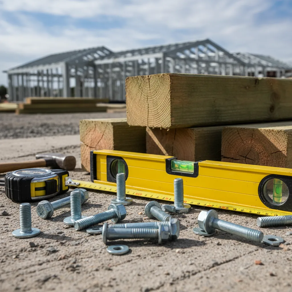 Tools and materials required for building a pergola