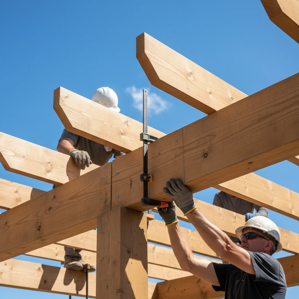Installing rafters on pergola beams