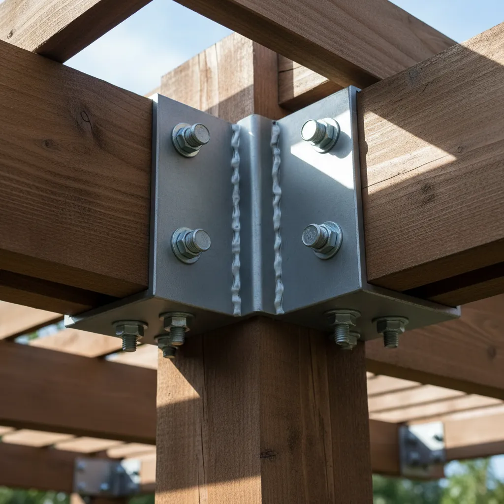 Heavy duty pergola corner bracket engineering