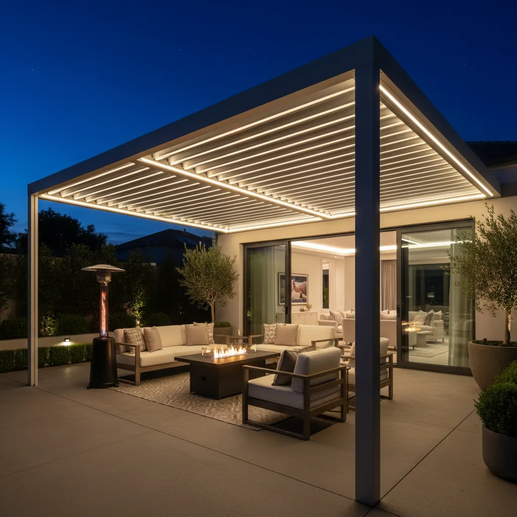 Luxury automated pergola with lighting and heating
