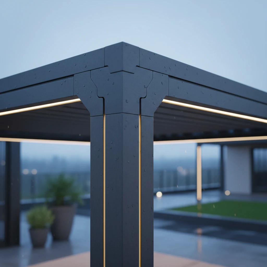 Detailed engineering of an aluminium pergola system