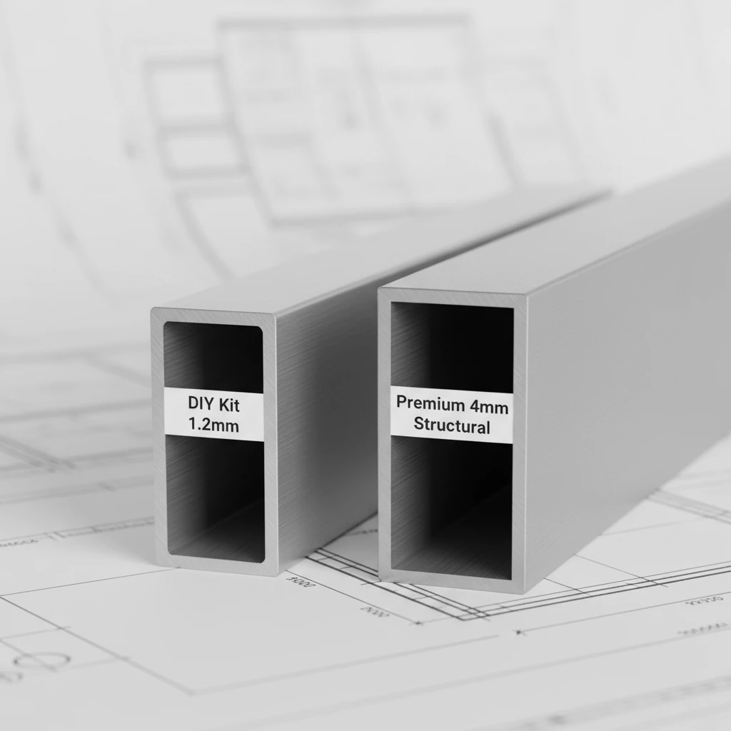 Comparison of aluminium gauge thickness between DIY kits and premium pergolas