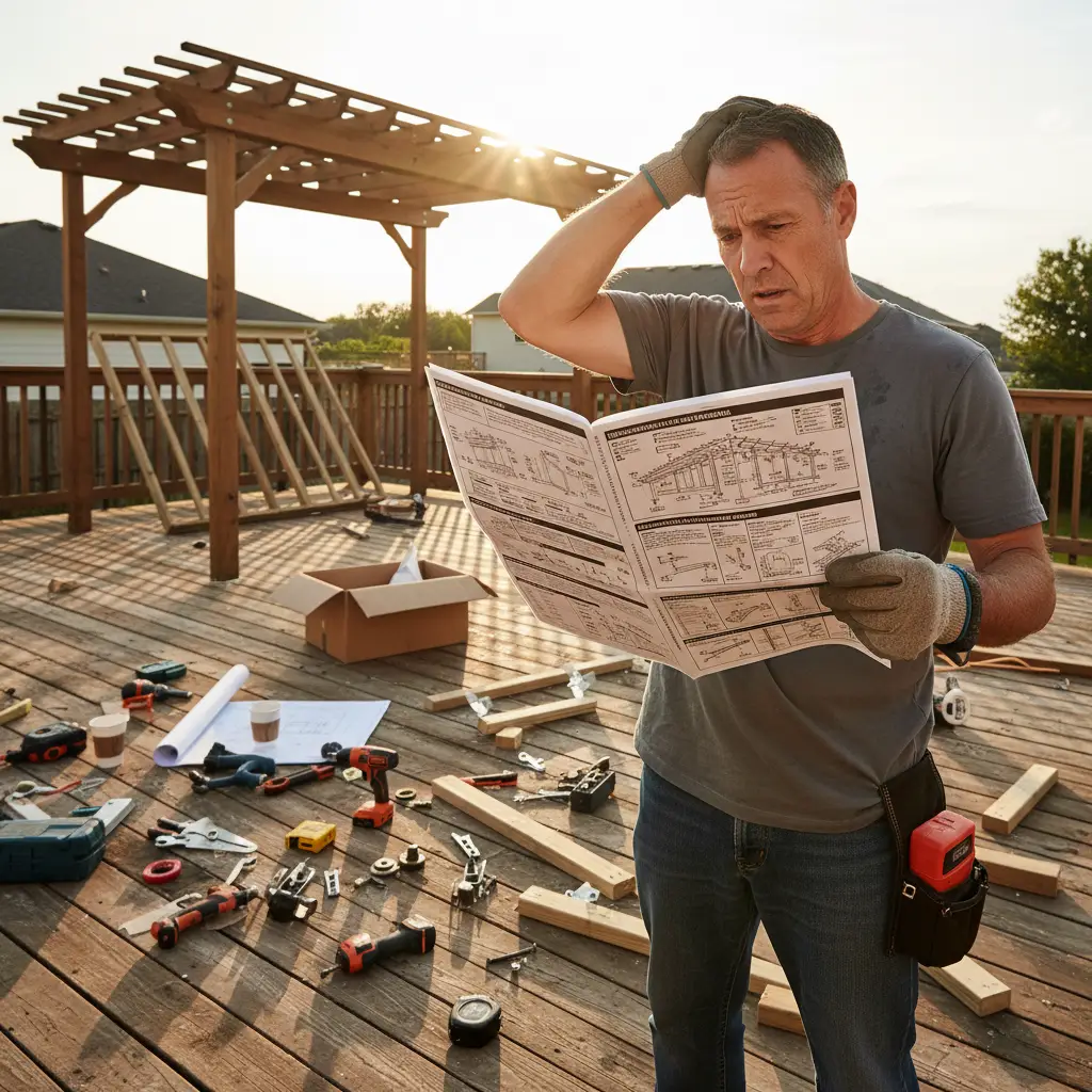 DIY pergola assembly challenges and tools required