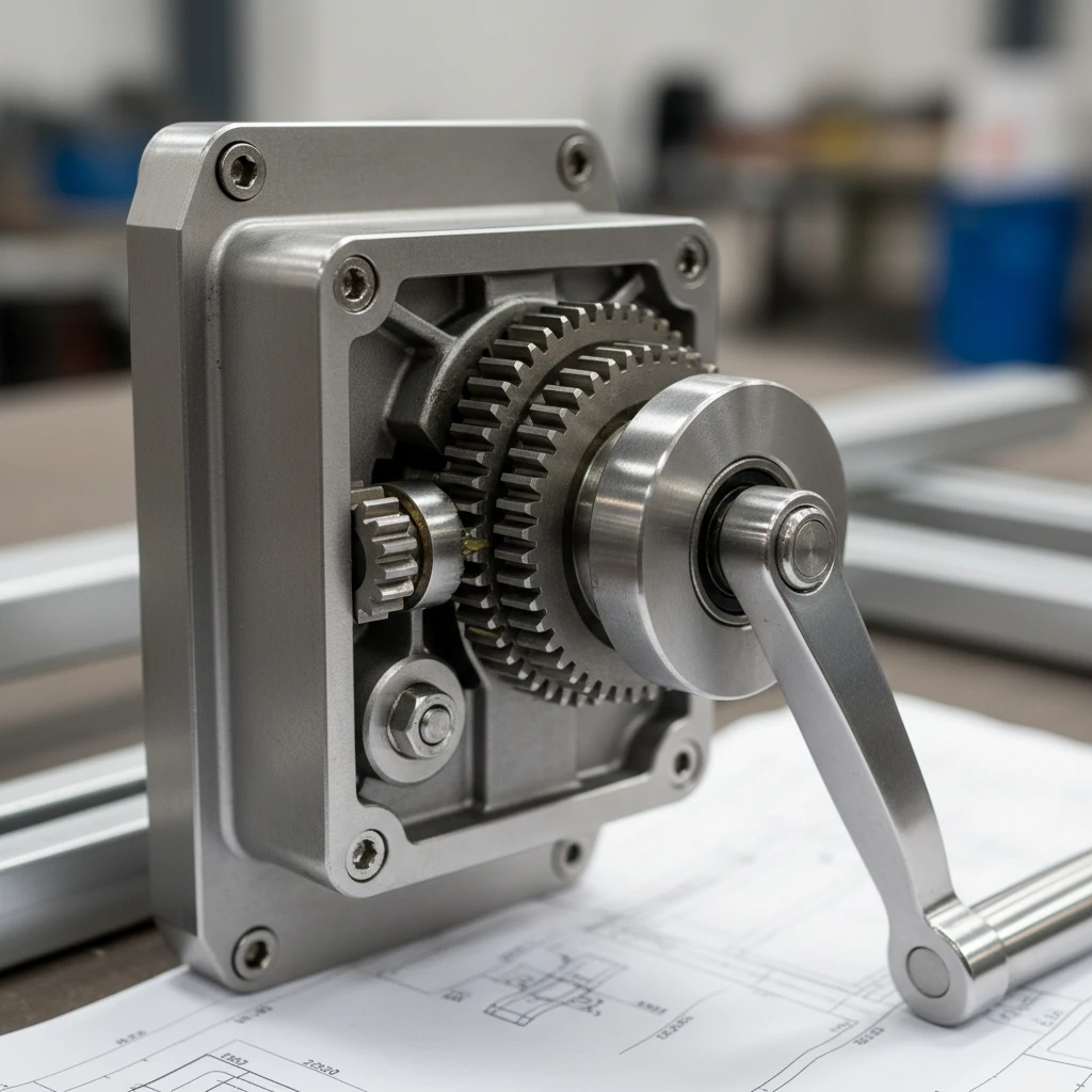 Manual crank mechanism for NZ kitset louvre roof