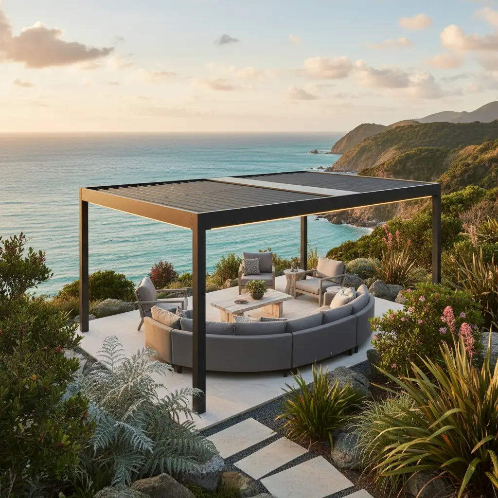 Permalum roofing on a coastal NZ pergola