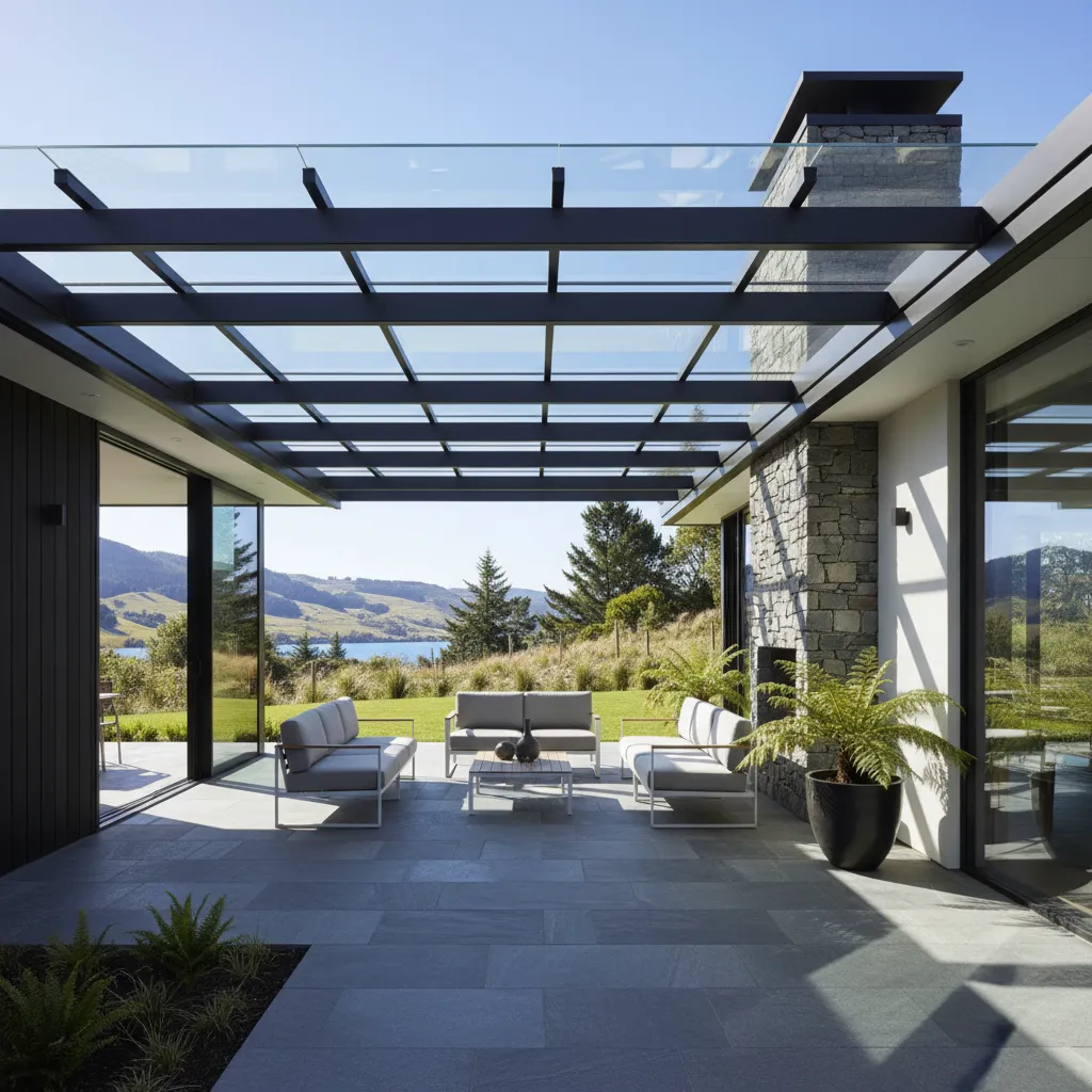 Modern NZ home with architectural glass roofing