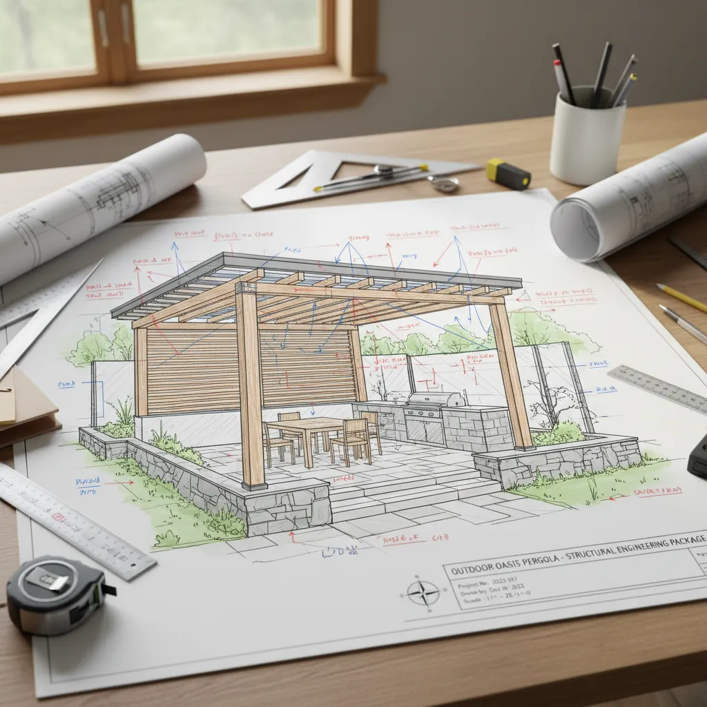 Architectural engineering plans for NZ outdoor roof