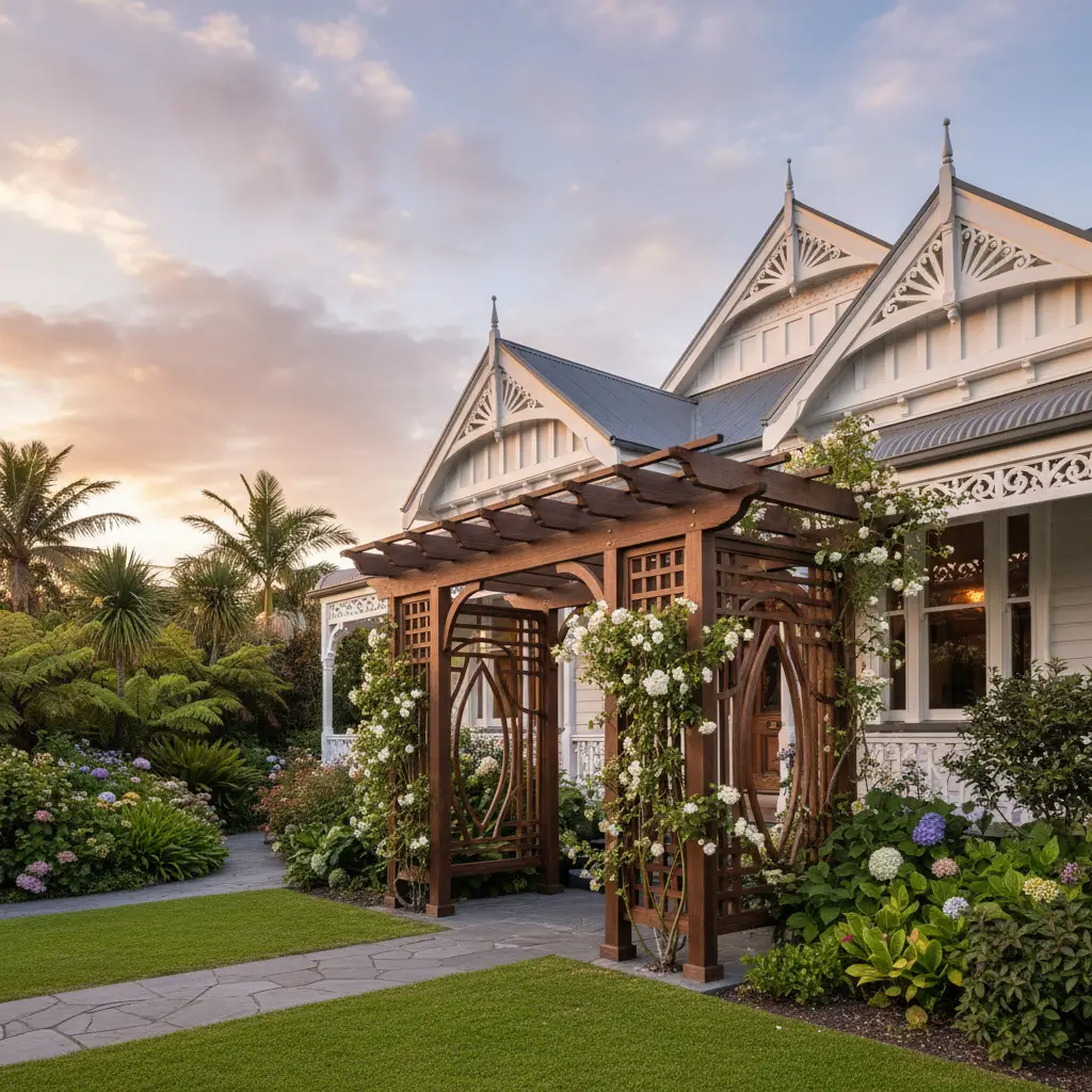 Heritage villa with custom timber pergola in Auckland
